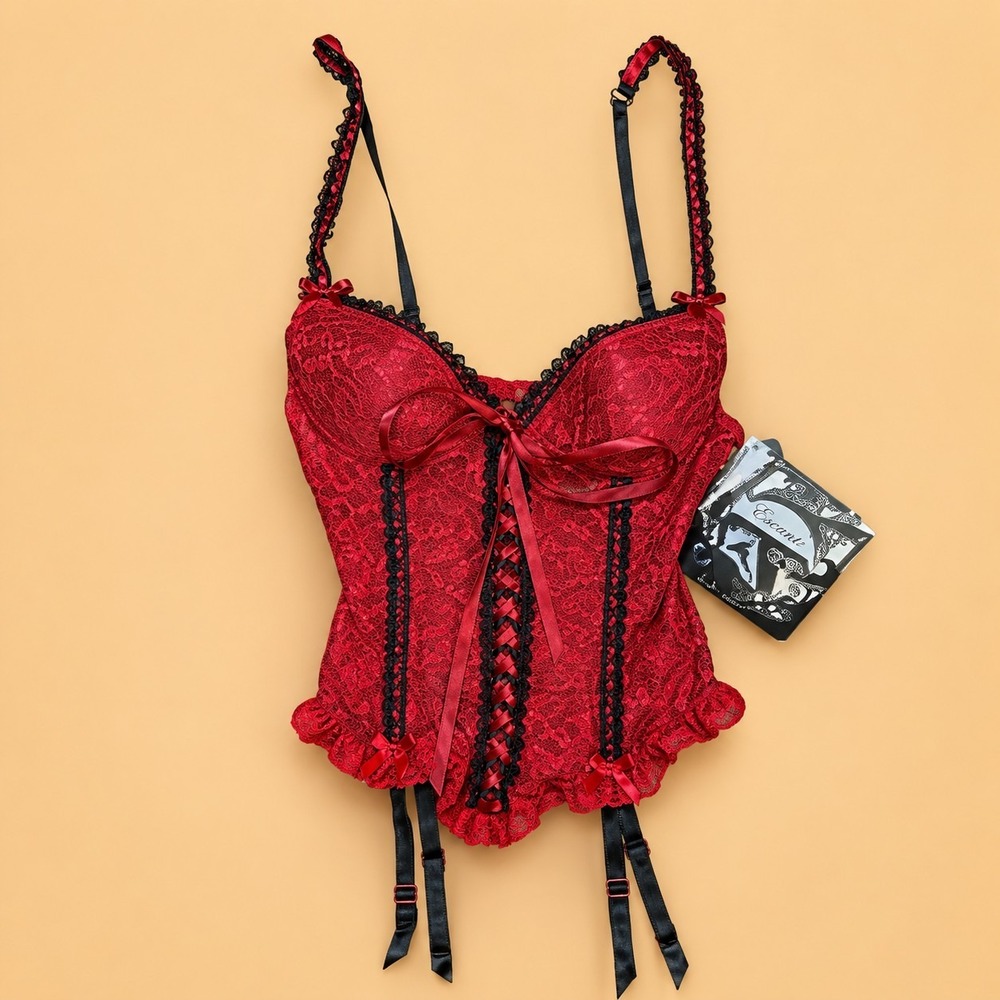 Cinema Etoile Red Boudoir Bustier 3-Piece Set Women's Small Gothic Vampire Glam